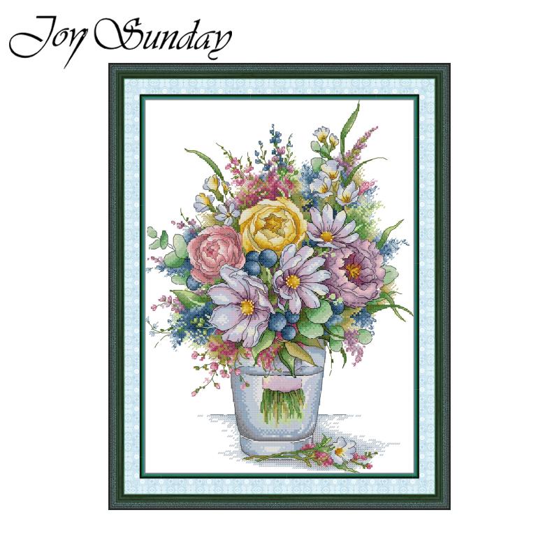 Home Textiles Discount - Joy Sunday Cross Stitch ชุดหลากสีแจกัน HD
