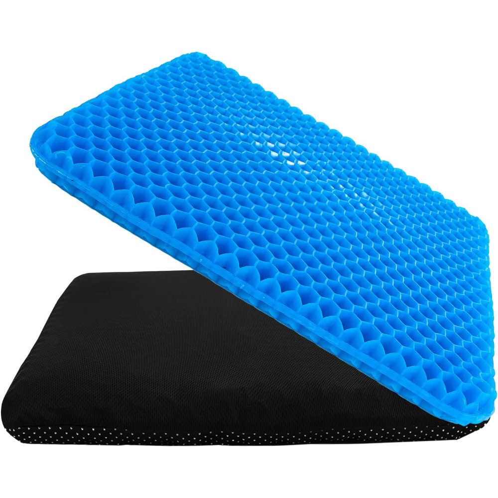 Cooling Pillow Gel - เบาะรองนั่งเจลหนาพิเศษ ระบายอากาศได้ดี ดีไซน์รังผึ้ง ช่วยลดแรงกดทับ บรรเทาอาการปวดหลังและกระดูกก้นกบ ใช้ได้ทั้งที่บ้าน