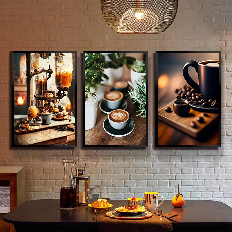 Home Textiles Discount - โปสเตอร์ภาพวาดบนผ้าใบลายกาแฟวินเทจ ภาพกาแฟเมล็ด กาแฟเอสเพรสโซ ลาเต้ สำหรับตกแต่งผนังห้องนั่งเล่น บ้าน