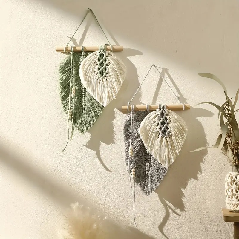 Handmade Macrame Leaf แขวนผนัง - Home Textiles Discount บทวิจารณ์และราคา