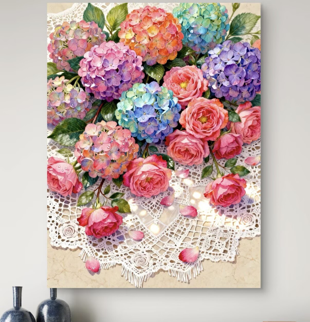 ชุดปักครอสติชลายดอกไฮเดรนเยีย  - Home Textiles Discount บทวิจารณ์และราคา