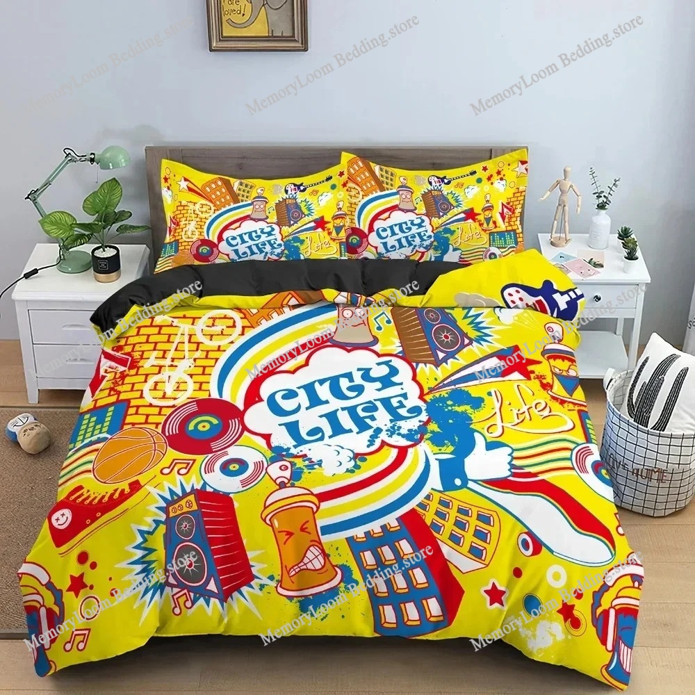 ชุดเครื่องนอนลายกราฟฟิตี้ทันสม - Home Textiles Trends บทวิจารณ์และราคา